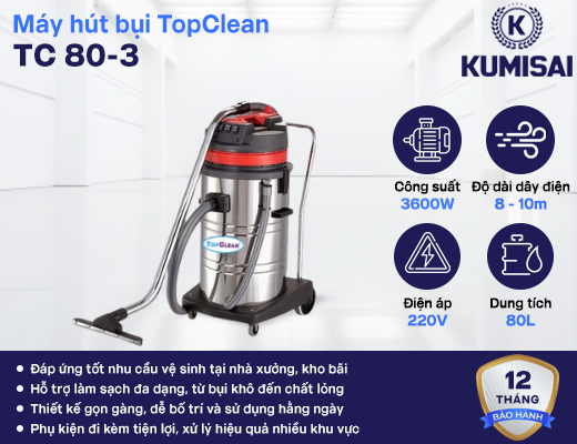 Máy hút bụi công nghiệp TopClean TC 80-3 - 2
